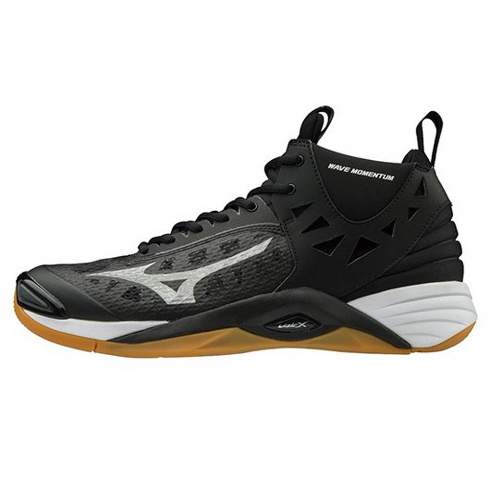 Mens Mizuno Wave Momentum Mid Volleyball Shoes Black/Silver Philippines (OEJUAG405)